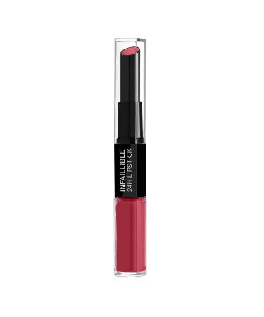 L'Or al Paris L'Oal Paris Infaillible 2-Step 804 Metro Proof Rose lipstick for 24 hours full lips with moisturizing lip care balm 804 Metro Proof Rose (1 Pack)