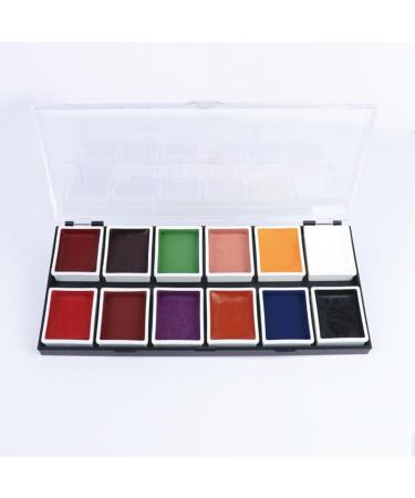 12 Colors Alcohol Activated SFX Makeup Paint Palette Professional Waterproof Sweatproof Face and Body Paint Long Lasting Special Effect Makeup Use for Cosplay Theatre Film