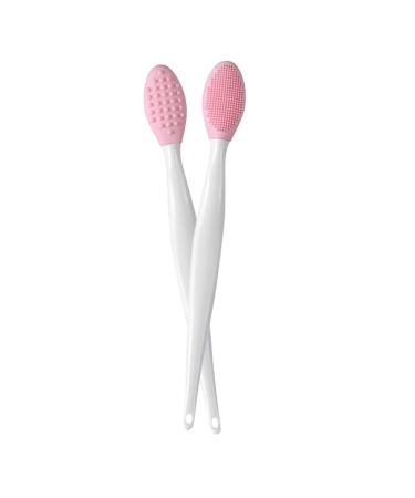 Silicone Lip Brush Double Sided Nose Scrubber Soft Manual Blackhead Cleaner Pink 2PCS exfoliating lip brush