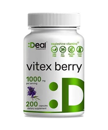 LLK Vitex Chasteberry Extract 1000mg 200 Capsules - Supports Hormone Balance for Women Fertility PMS Symptoms & Menopause
