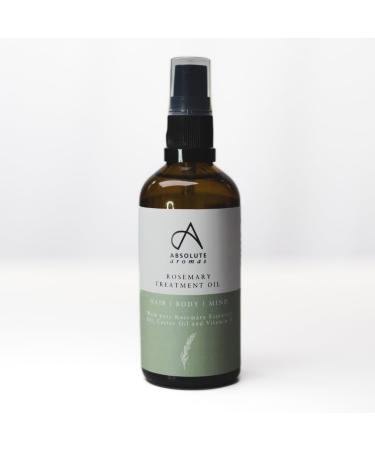 Absolute Aromas Rosemary Hair & Body Treatment Oil 100ml - with Pure Rosemary Essential Oil Castor Sunflower & Almond Oil in Glass Bottle