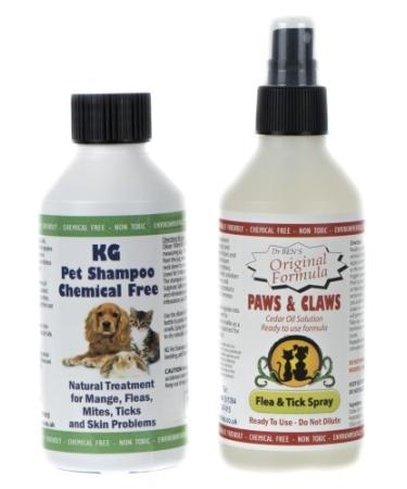 Natural Enzymes KG Pet Shampoo 250 ml & Paws & Claws 250 ml Will assist in removal of mange mite's fleas ticks and itchy skin problems. Pesticide & chemical free