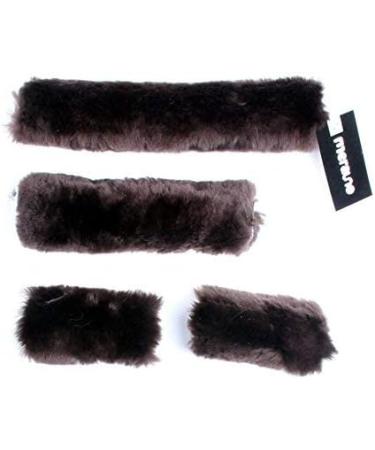 Merauno Sheepskin Horse Noseband Cover Lambskin Halter Set 1x Neck saver 1x Nose Protector 2x Cheek pieces Brown - Buy Online on SooperMarket.com