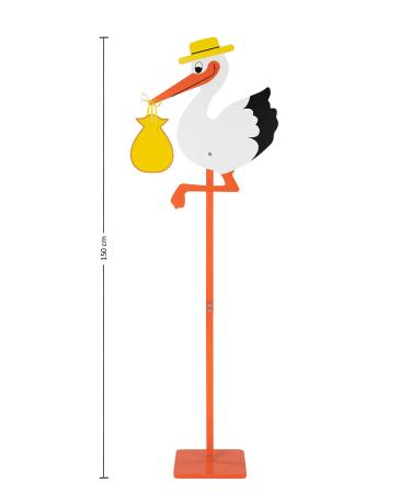 Theolino Storch Birth - Premium 150 cm Wooden Stork - Double-Sided Print - Unique Baby Gift for Birth - Perfect for Boys & Girls - Buy Online on SooperMarket.com