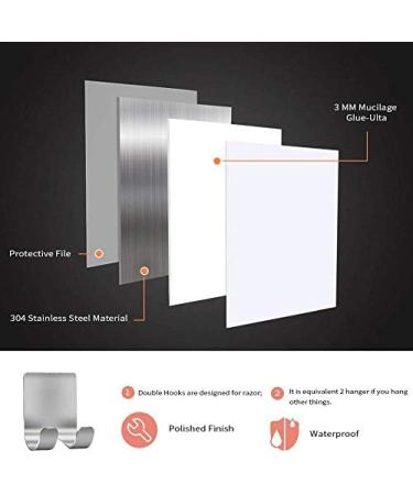 Yilin 2 Pack Razor Hanger Stand - Self Adhesive Stainless Steel Utility Holder for Heavy Duty Storage - Buy Online on SooperMarket.com