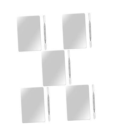 5 Sets Makeup Palette Makeup Mixing Tray for Foundation Nail Color Mixing Make up Spatula Tool Cosmetic Mixing Plate Foundation Spatula Blending Tray Makeup Spatula Makeup Tools