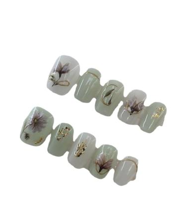 Hand worn nail art patches fake nails nail patches flower fake nails (Color : A Size : M)