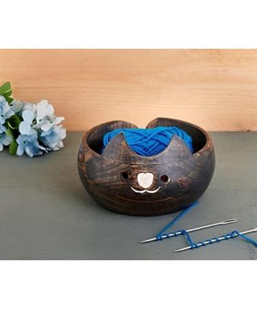 Handmade Large Wooden Yarn Bowl - Crochet and Knitting Accessories Organizer - Buy Online on SooperMarket.com