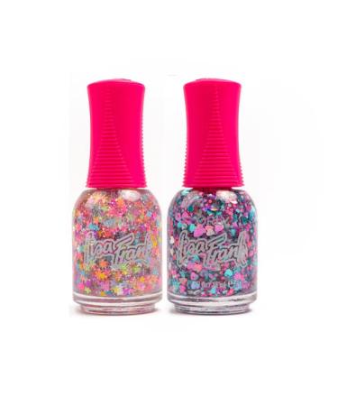 Orly x Lisa Frank Nail Polish Toppers | Shimmer and Glitter Nail Polish Can Be Worn Alone or on Top of Your Favorite Shades | 0.6 fl oz (Stars & Hearts Duo)