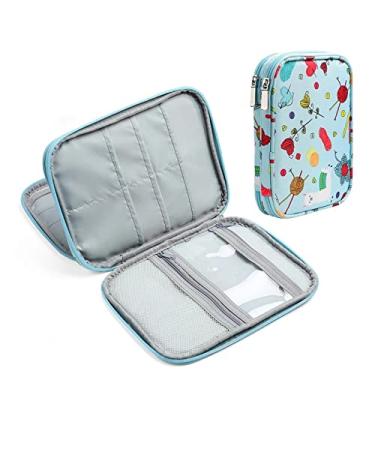 Jorisha Knitting Needles Case Crochet Hooks Organizer Zipper Bag Portable Travel Storage Pouch Bag for Carrying Circular Knitting Needles Crochet Hooks Knitting Accessories Sewing Tools(Blue Sheep)