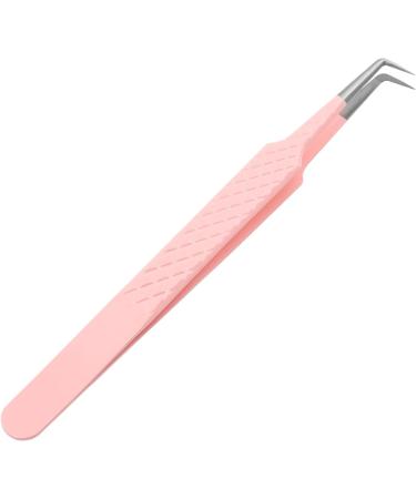 Tweezers for Eyelash Extension Professional Pink Stainless Steel Curved Tip Professional Eyelash Tweezers Striped FADVAN(90 Bend Shape) 90 Bend Shape Pink - Buy Online on SooperMarket.com