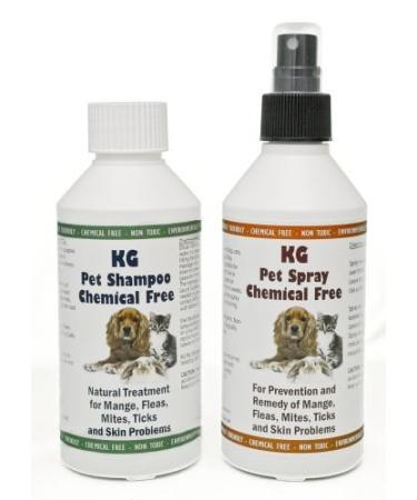 KG Wash & Go No Rinse Pet Shampoo 250ml & Spray 250ml. Rids & Protects from Mange Fleas Ticks Mites & Itchy Skin Problems Promotes Hair Re-Growth. SLS Paraben Pesticide & Chemical Free