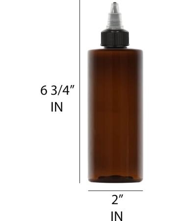 BRIGHTFROM Twist Top 8 oz Applicator Bottles - 2 Pack Amber | BPA-Free PET Plastic, Refillable Squeeze Bottles with Black Nozzle for Multi-Purpose Use - Buy Online on SooperMarket.com