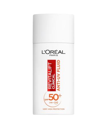 L Or al Paris Revitalift Clinical SPF 50+ Invisible UV Fluid Protect Prevent and Improve Ageing Signs Non-Oily Formula for All Skin Tones Advanced UV Protection and Antioxidant Vitamin C 50ml