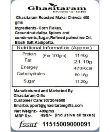 Jaiccha Ghasitaram Roasted Makai Chiwda 400 gms |Diwali Holi Rakhi Valentine Christmas Birthday Anniversary Gift for Her Him Mothers Day Fathers Day| - Buy Online on SooperMarket.com
