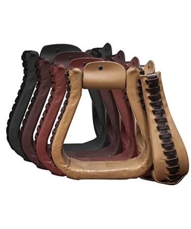 Showman Leather Covered Western Stirrups Black