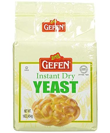 Gefen Instant Natural Dry Yeast, 1 LB Bag, Great for Breads & Challah, Certified Kosher 1 Pound (Pack of 1)