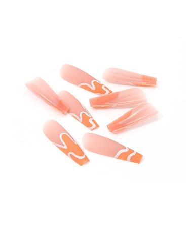 Brishow Artificial Long False Nails - 24pcs Wave Press On Nails for Women & Girls (Orange) - International Shipping Available - Buy Online on SooperMarket.com