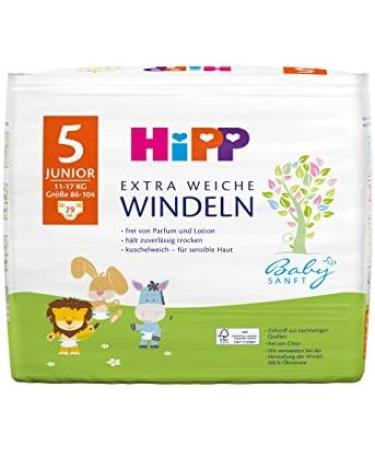 Hipp Babysanft Junior 5 Diapers (11-17kg Size 86-104) - Pack of 6 (174 Pieces) | Best International Shipping - Buy Online on SooperMarket.com