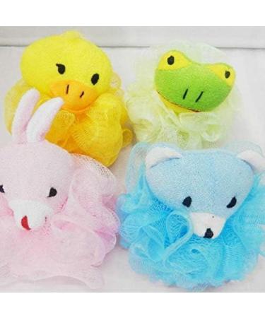 LHKJ 4 Pieces Shower Sponge Exfoliating Sponge Shower Sponge with Soft Toy and Net Bath Sponge for Children Adults Bath Ball Animal Washing Sponge (Colourful) - Buy Online on SooperMarket.com