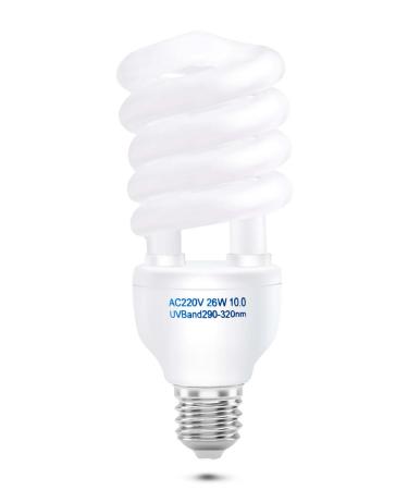 Doright uva uvb light turtle 10.0 26W-E27 uvb light reptiles kit uva/UVB compact light lamp AC 200-240V UVB lighting for desert reptiles chameleon leopard gecko (1-pack)