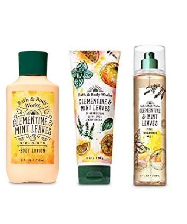 Bath and Body Works Clementine & Mint Leaves Gift Set - Body Lotion - Fine Fragrance Mist and Ultra Shea Body Cream