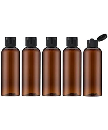 TOUREAL 100ML Bernstein travel bottles set with flip cap (5 pieces) empty donor plastic bottle set filling bottles for cosmetics with funnel (brown)