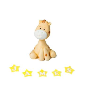 Personalised Giraffe Cake Topper - Edible Fondant Safari Jungle Cupcake Decorations with an Edible Glue - Kids Birthday Supplies