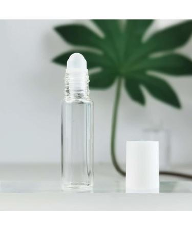 50 Pack 5ml Clear Roller Bottles with White Lids for Essential Oils & Travel - Glass Oil Rollers - Buy Online on SooperMarket.com