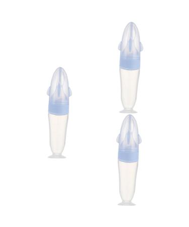 Safigle 3 STK rice muesli bottle of rice cereal feeder grain feeder Feeder Silicone-Squeeze Feeder Press Feder Feeding Feed made of silicone feeder gravel gel rice flakes baby 21x5x5cmx3pcs bluex3stk