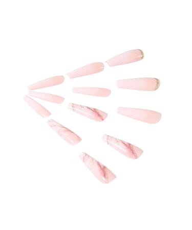 Brishow Long Ballerina Press On Nails - 24 Pink Gradient Acrylics with Gold Foils for Women & Girls - Buy Online on SooperMarket.com