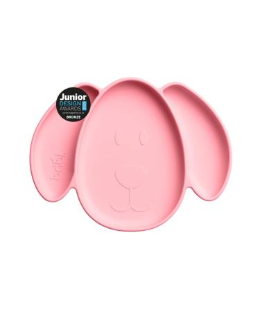 Babi Baby Toddler Large Suction Dog Plate Non Slip Weaning Plate 100% Food Grade Silicone with Stay Put Suction Ring for Mess Free Meals! (Pink)