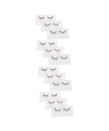 minkissy 12 Pairs Sequin False Eyelashes Natural False Lashes Color Lashes Colored Lashes Pride Outfit Lashes with Color Pride Makeup Colored Eyelashes Miss Cosplay Cosmetic Imitation