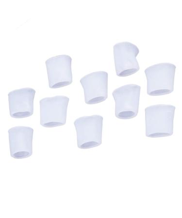 FOMIYES Toe Sleeves Protectors Tube: 5 Pairs Gel Open Toe Wrap Covers Splint Toe Cushioned Bandages Separators Brace for Bunion Blisters Corns Hammer Toes Toenails Loss Friction