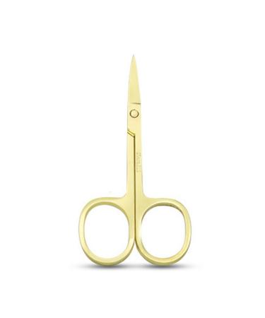 YSJJZRL 2 Pcs Professional Grooming Scissors - Eyebrow Scissors - Small Curved Stainless Steel Manicure & Beauty Scissor (Gold)