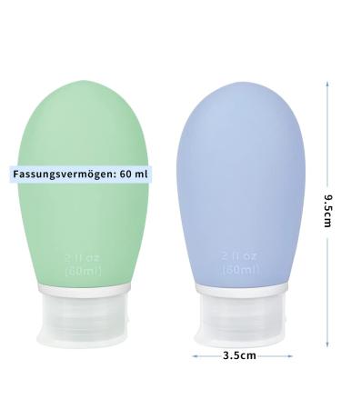 OPRET 4-Piece Silicone Travel Bottles Set - 60ml Leakproof Refillable BPA-Free Containers for Shampoo & Cream - TSA-Approved in Blue Green Pink & Gray - Buy Online on SooperMarket.com