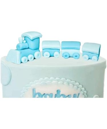 Train Set Cake Topper Party Decoration Personalised Custom Name Fondant Edible Icing Great for Kids Boy Birthday Christening Baby Shower Easy to Use - Buy Online on SooperMarket.com
