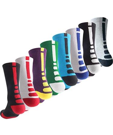 OLCHEE Boys Sock Basketball Soccer Hiking Ski Athletic Outdoor Sports Thick Calf High Crew Socks Multipack B: 8 Pack (Crew Length) Medium