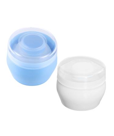 KOMBIUDA Travel Toddler for Mom Sponge Baby After Dusting Plastic Bath Container with Body Care Portable Powder Use Empty Puff Blue Cosmetic White Talcum Newborn Home Infant Face Case 2pcs 1 count (Pack of 1)