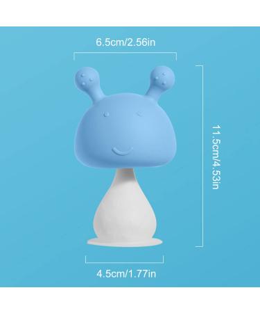 Silicone Mushroom Teether Toy for Babies 0-24 Months - Cyan | Soft Infant Sensory Chew Toy with Ring for Gums Grasping and Sucking - Buy Online on SooperMarket.com