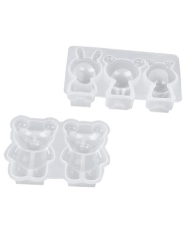 FELTECHELECTR 2pcs Doll Cartoon Ornaments Adorable Rabbit Molds Pendants Dessert Earring Shape Coaster Crystal
