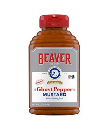 Beaver Ghost Pepper Mustard, 13 Ounce Squeeze Bottle 13 Ounce (Pack of 1)