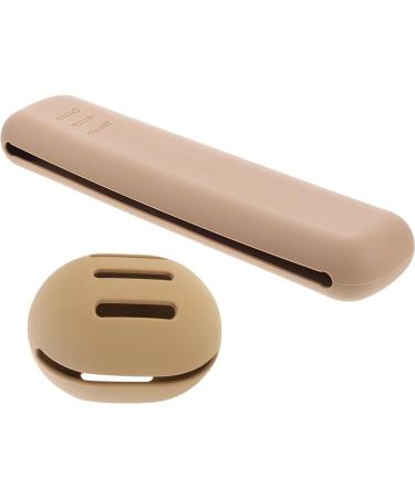 HEMOTON 1set Powder Puff Storage Box Handbags The Tote Bag Makeup Sponge Silicone Carrying Holder Make up Bag Face Makeup Brushes Powder Puff Container Storage Containers Khaki