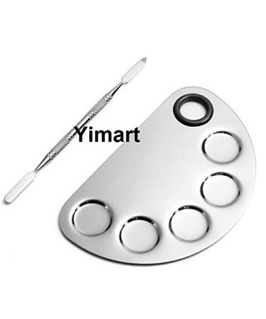 Yimart Pro Stainless Steel Makeup Palette & Spatula - Ultimate Mixing Tool for Cosmetic Artists | International Shipping Available - Buy Online on SooperMarket.com