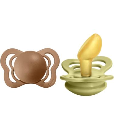 BIBS Pacifiers - Couture Collection | BPA-Free Baby Pacifier | Made in Denmark | Set of 2 Earth/Meadow Color Premium Soothers | Size 0-6 Months