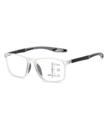 Moluci Progressive Multifocus Reading Classes for women and men blue light blocking anti -eyes overexertion multifocal computer reader spring hinge glasses clear +200 +200 clear