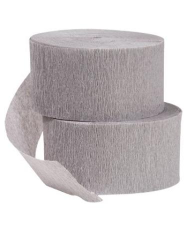 DENNECREPE 2 Rolls Gray Crepe Paper Streamers 145 Feet Total Made in USA
