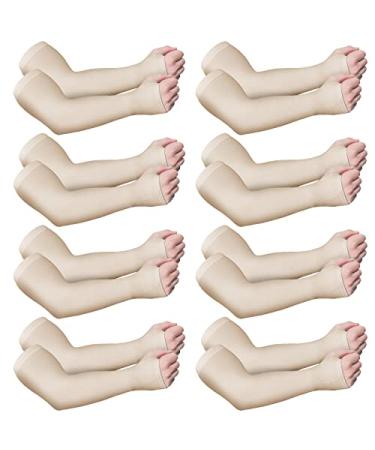 8 Pairs Elderly Skin Protector Sleeves Thin Skin Tear Arm Sleeve Bruise Protective Arm Sleeve for Arms Wrists Sensitive Thin Skin from Abrasions Tear Bruise Sun Exposure (Nude Color)