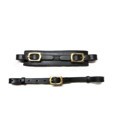 PS Horse Articles Noseband padded with soft leather plus chin strap in set Color black with gold fitting