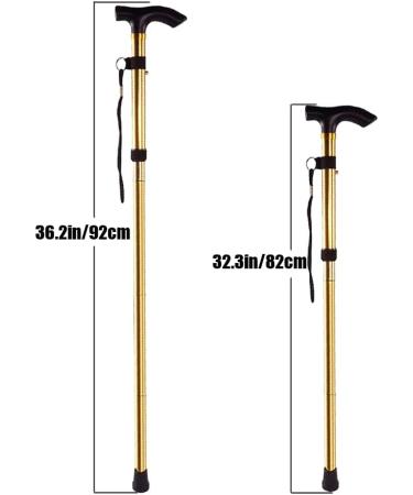 Folding Cane Adjustable Lightweight Aluminum Offset Cane-Foldable Cane Very Suitable for Daily Life to Assist Restricted Exercise Golden - Buy Online on SooperMarket.com